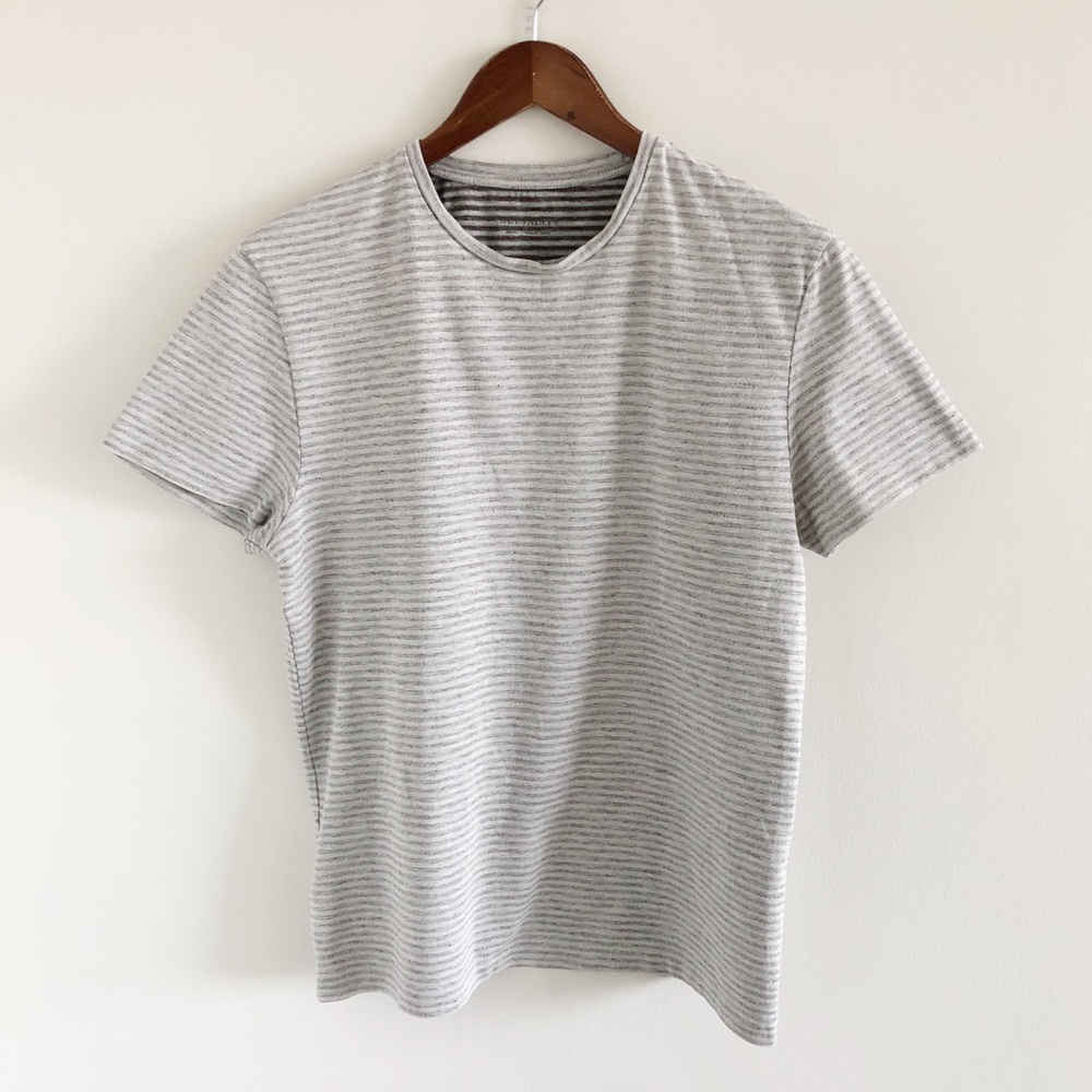 Mens All Saints Gattan Stripe Crew Tee T-Shirt S